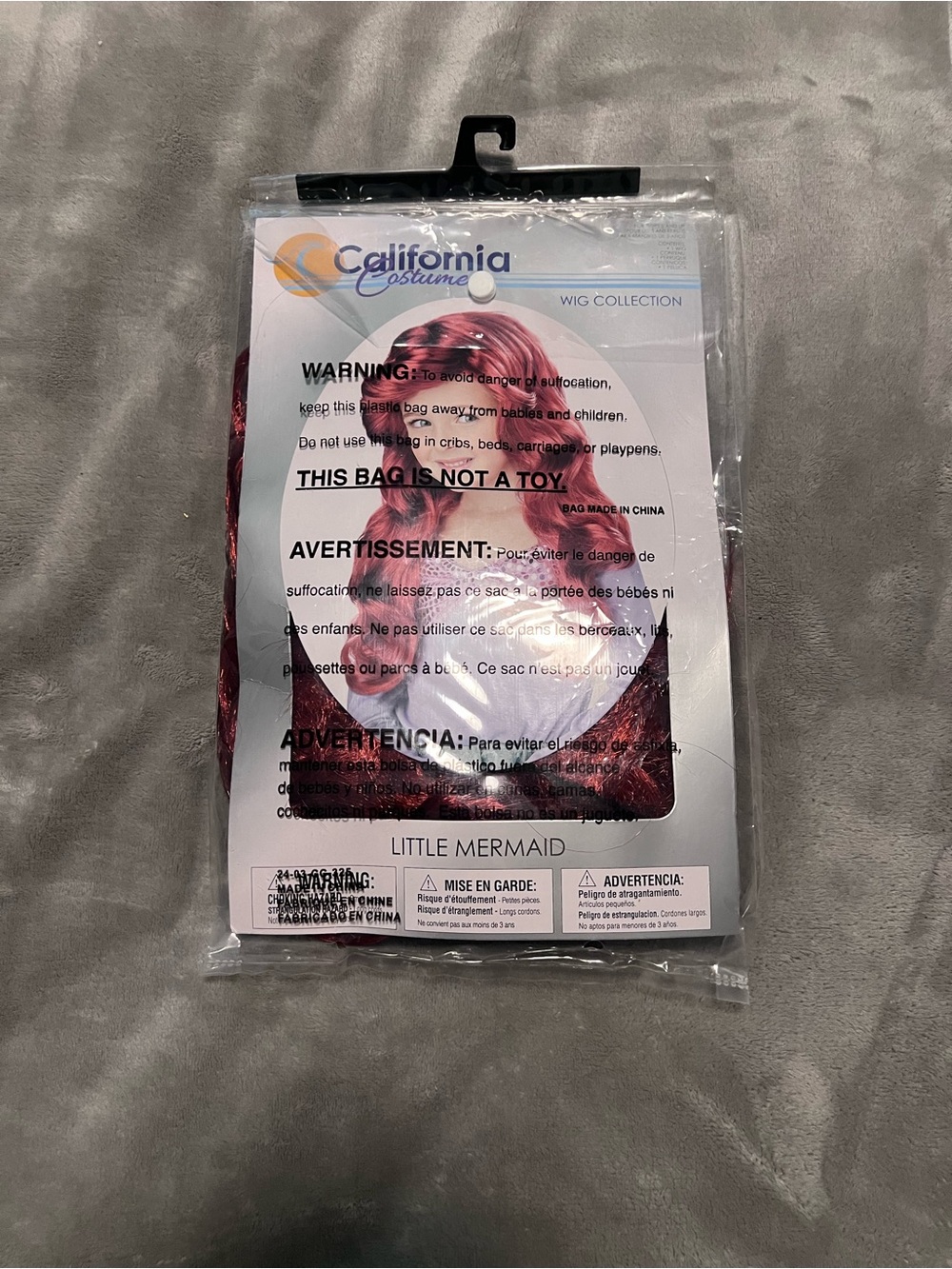 Ariel Costume 'Little Mermaid' Red Wig, NWT